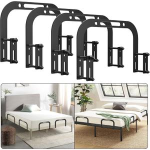 DELLAN Mattress Slide Stopper, Non-Slip Gripper Retainer Bar, Mattress Holder for 1.5"x 2.9" Metal Bed Frame to Prevent Sliding (4 Pack), Regular, Black