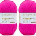 Crochet Yarn Hot Pink Amigurumi Yarn 560 Yards, 2 Pack Acrylic of 150g/5.3oz, 3 Light Worsted for Crocheting & Knitting