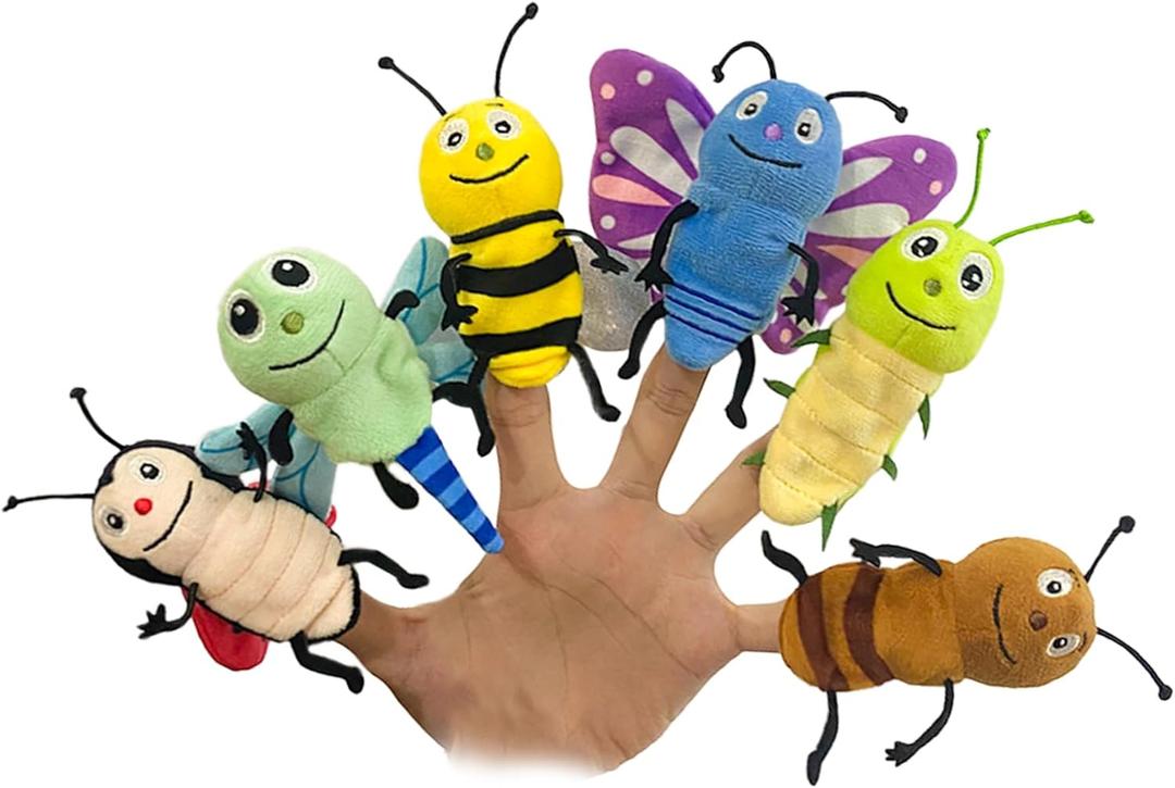6pcs Insect Finger Puppet Set, Mini Hand Puppets Suitable for Kids, Cute Insect Animal for Role-Playing and Storytelling, Realistic Finger Puppet for Toddlers