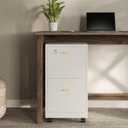 Lavish Home 2-Drawer Wooden File Cabinet with Lock, White, 16” x 27”, 15.75” x 15.75” x 27”