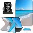 for Amazon Fire HD 10 Tablet Case 13th Generation 2023 Release,360 Degree Rotating Swivel PU Leather Stand Flip Folio with Auto Wake/Sleep Cover for Fire HD 10 Tablet 2023, Blue Sea Beach