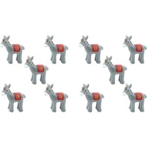Yardwe 10 Pcs Miniature Donkey Figurines, Resin Donkey Mini Donkey Figurine Tiny Donkey Animal Decoration for Cake Topper DIY Craft Micro Landscape Fairy Garden Decor