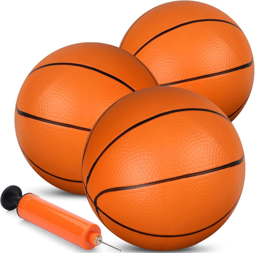 Umnodobn Mini Basketball for Indoor Mini Basketball Hoop, 7" Soft Rubber Replacement Basketballs Toy for Kids Adults, Pool Beach Ball for Outdoor Inflatable Pool Beach Game