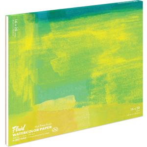 Fluid Watercolor Paper Block, 16 x 20 inches, 15 Sheets, 140 lb (300 GSM) Hot Press Pad for Artist Painting and Wet Media (White)