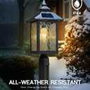 FEMILA Solar Post Lights Outdoor, 20" Dusk to Dawn Outdoor Column Lights Aluminum Glass Solar Lamp Post for Garden Patio Driveway, with Remote Control, 4FYX88P-L SL BK SW, 19.7"
