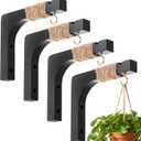 Geelin 4 Pack Wooden Plant Hanger for Wall Mounted Plant Hooks Outdoor Indoor Hanging 6 Inch Farmhouse Hanging Basket Hooks for Garden Home Wall Decoration, L x H x T: 6 x 5 x 0.8inch(Black)