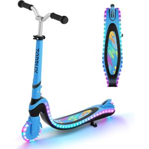 Tonbux Scooter for Kids with Light-Up Wheels & Deck, Adjustable Heights 2 Wheel Kids Scooters for Kids 5-7, Toddler Scooters with 4 Lighting Modes Deck (Black+Blue)