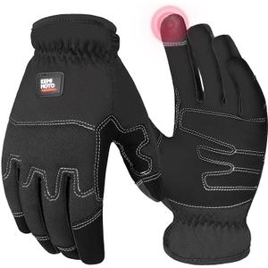 KEMIMOTO Safety Work Gloves for Men/ Women, Touchscreen Tactical Gloves with Foam Padding Protection, Breathable & Lightweight, for Mechanic, Gardening, Bike, Construction, Yard Work (Black-L)