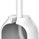 HAMITOR Toilet Bowl Brush Holder Set: Bathroom Deep Cleaning Toilet Cleaner Scrubber Under Rim with Curved Bristle for Dead Corner Clean - Hidden Rv Toilet Decorative Accessories with Caddy- White (1 pack)