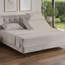 Flex Top Split Head King 4 Piece Sheet Set - Comfy Breathable & Cooling Bed Sheets Set - Hotel Luxury Bedding for Women, Men, Kids, Teens, Boys & Girls - Deep Pockets, Soft and Oeko-Tex - Light Grey