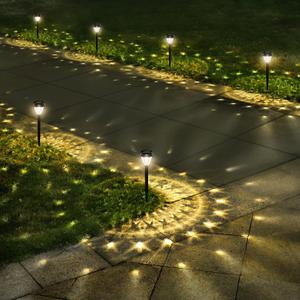 Super Bright Solar Lights Outdoor Waterproof-10 Pack, Dusk to Dawn Up to 12 Hrs Solar Powered Outdoor Pathway Garden Lights Auto On/Off, LED Landscape Lighting Decorative for Walkway Patio Yard (Warm White)