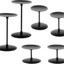 QWORK Elegant Black 3 Pillar Candle Holders Stand, Sturdy Metal Wrought Iron Centerpieces with Matte Finish, 2 Set