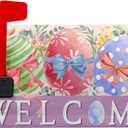 Happy Easter Mailbox Covers Magnetic Spring Welcome Outdoor Mailbox Cover Standard Size 21" X 25.5" Easter Watercolor Eggs Holiday Mailbox Wrap Post Letter Box Cover Decorative for Home Garden Yard