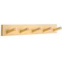 HOMEBROS Coat Rack Wall Mount, Wooden Coat Hanger with 5 Hooks, Heavy Duty, Natural, 1 Pcs