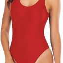 Leoparts Women's Retro 80s/90s High Cut Low Back One Piece Swimsuits Bathing Suits, Size: M