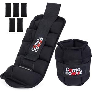 Adjustable Ankle Weights, 2 3 5 lb 1 Pair Strength Training Wrist Leg Arm Weights for Women, Men, Weighted Ankle Weight Set with Removable Sandbags for for Gym, Fitness Workout, Running Lifting (Black)