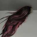 Pink Ombre Wig for Women Dark Roots Pink Brown Gradient Long Straight Hair with Curtain Bangs Synthetic Wig