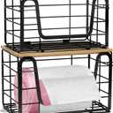 2 Pack Trash Bag Holder - Extra Large Stackable Storage for Kitchen Pantry Laundry Room Organization, Wall Mount Garbage Bag Dispenser with Bamboo Top for Under Sink Organizer, Fits 13/30/33 Gallons