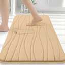 Buganda Memory Foam Bathroom Rug Mat 30x20, Extra Soft and Absorbent Bath Mats, Non-Slip and Machine Washable Bath Rugs for Bathroom Floor,Tub and Shower, Beige