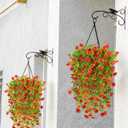 2 x 4PCS Fall Artificial Hanging Flowers Plants Decorations for Outdoor Faux Silk Daisy Mums Home Indoor Porch Patio Wall Balcony Yard Decor