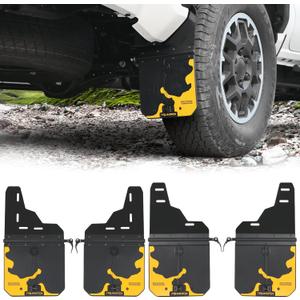 Trumgeta 4PCS Upgraded Adjustable Truck Mud Flaps Fit for Jeep Gladiator 2020-2026 (Not for Sport) Splash Guards Mudflaps for Pickup Trucks Accessories (Front & Rear) (Black & Yellow)