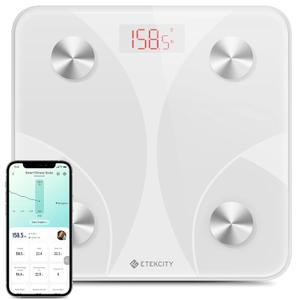 Etekcity Scale for Body Weight, Smart Digital Bathroom Weighing Scales with Body Fat and Water Weight for People, Bluetooth BMI Electronic Body Analyzer Machine, 400lb (White)