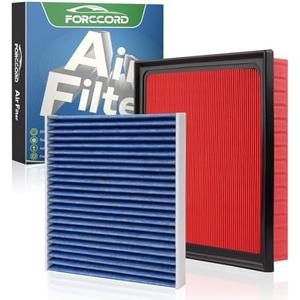 Forccord Cabin & Engine Air Filter Fit for Toyota RAV4 2019-25, Camry 2018-24, Highlander 2020-26, Avalon 2019-22, ES350 2019-25 Activated Carbon Cabin Filter Replacement CF12157 CA12377 (Not Hybrid!)