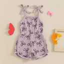 YINGISFITM Toddler Baby Girl Clothes Bowknot Sleeveless Halter Overalls Shorts One Piece Romper Jumpsuit Summer Outfit (2-3T, Purple)