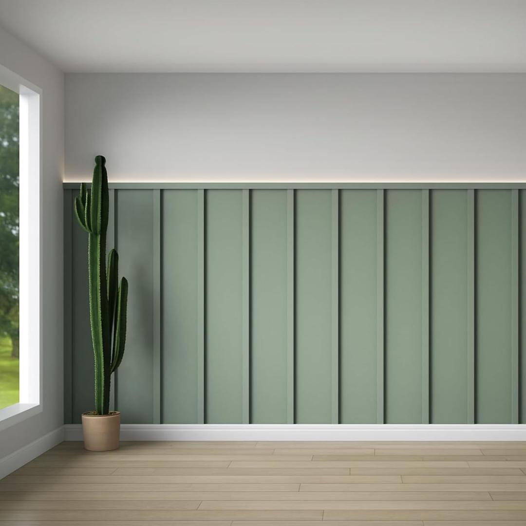 Weysat 1 Set 157.48 x 62.99 Inch Mdf Board and Batten Wall Panel Kit Premade Wainscoting Panels Decorative Wall Molding Trim Slats Paintable Accent Kit for DIY Home Bedroom Living Room Decor