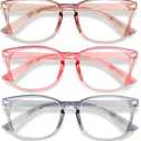 Blue Light Glasses for Woman Men | 99% Blue Light Blocking Glasses for Computer Gaming TV Phone Screen Square Frame | Anti Eyestrain & UV Glare Protection - 5 Pair (5 Pack Mix Color-1)