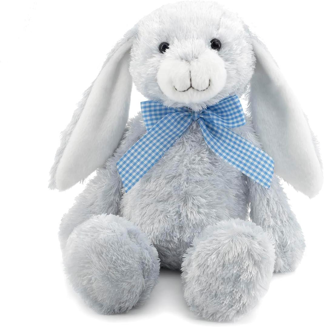 14" Blue Bunny Stuffed Animals for Kids and New Born Babies,Huggable Rabbit Plush Toy with Bow for Boys and Girls,Great Gifts on Baby Shower,Birthday,Children's Day,Christmas