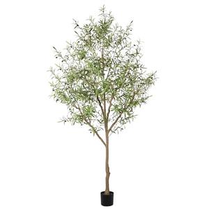 LYERSE Artificial Olive Tree 9 Feet - Tall Faux Olive Tree 9ft (108in) - Olive Trees Artificial Indoor with Natural Wood Trunk and Lifelike Fruits - Fake Olive Tree for Home House Decor Indoor