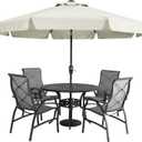 MASTERCANOPY Valance Patio Umbrella for Outdoor Table Market -8 Ribs (9ft, Light Beige)