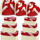 Zhanmai 9 Pcs Valentine's Day Heart Shaped Gift Boxes Valentine's Day Red Box with Lid Wedding Flower Boxes Cardboard Floral Gift Goody Box for Flowers Arrangements, Proposal, Christmas Holiday Party