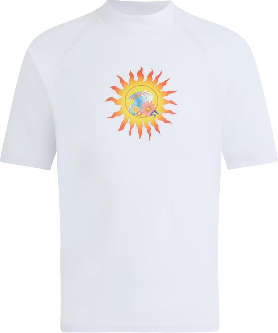 Kanu Surf Girls Karlie Rash Guard UPF 50+ Sun Protection Short Sleeve Swim Shirt (10, Annie White)