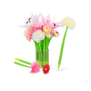 15 Pcs Mother's Day Flower Pens for Women Daisy Rose Lily Carnation Ballpoint with Flower Top Black Gel Ink Pen Gift for Bridal Shower party Supplies,0.5 mm(Flowers Varies)
