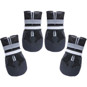 Breathable Mesh Dog Boots Nonslip Soft Rubber Sole Dog Shoes for Medium Large Dogs Paw Protectors for Summer Hot Pavement (Pack of 4)