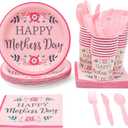Happy Mother's Day Party Dinnerware Set (Serves 24, 144 Pieces)