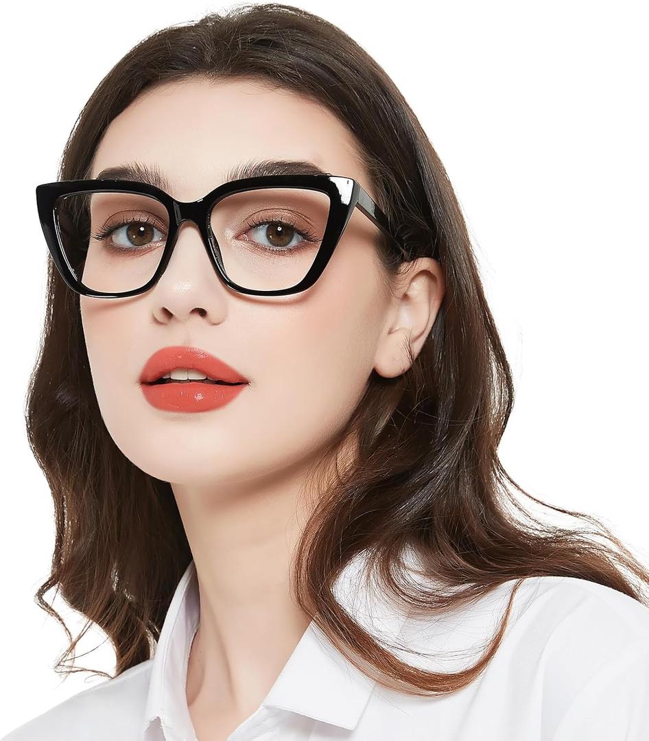 Oversized Reading Glasses for Women Designer Cat Eye Readers 1.0 1.25 1.5 1.75 2.0 2.25 2.5 2.75 3.0 3.5 4.0 (Black)