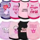 Reginary 8 Pieces Dog Shirts Girl Small Dog Clothes for Chihuahuas Yorkies Female Puppy Shirts Printed Pet Outfit Cute Breathable Soft Valentine's Day Doggie Cat Lovers Gift(Vivid Pattern,Size M)
