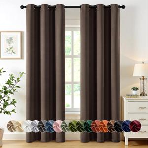 MIULEE Chocolate Brown Blackout Curtains for Bedroom Living Room 72 Inches Long 2 Panels, Thermal Insulated Room Darkening Drapes Grommet Noise Reducing Light Blocking Window Treatments 40x72 Inch