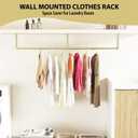 Wall Mounted Clothes Rack, 72" Industrial Pipe Clothing Rack, Heavy Duty Gold Garment Rack Bar, Multi-Function Hanging Clothes Rod for Laundry Room,Bedroom,Dressing Room,Closet Storage
