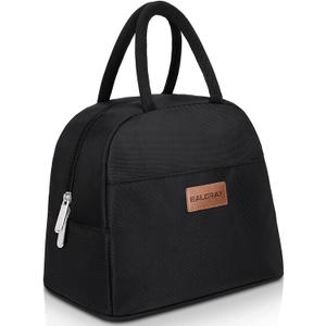BALORAY Lunch Bag for Women Men Insulated Lunch Box for Adult Reusable Lunch Tote Bag for Work, Picnic or Travel (Solid Black)