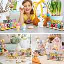 8 x Easter Spring Table Decorations Sign  2PCS Wooden Sign Bunny Decor Tiered Tray Decorations Set for Home and Office Shelf Mantel Indoor