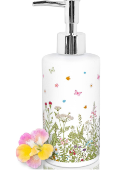Wildflower Soap Dispenser Vintage Wild Floral Glass Soap Dispenser with Pump Refillable Liquid Soap Container for Bathroom Kitchen Countertop Decor