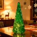 Tabletop Christmas Tree Decoration, 12 inches Tall  Green Blown Glass LED Christmas Tree  Indoor Holiday Light Decoration