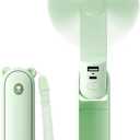 JISULIFE Handheld Mini Fan, 3 IN 1 USB Rechargeable Portable Fan [12-19 Working Hours] with Power Bank, Flashlight, Pocket Design for Travel/Summer/Concerts/Lash, Gifts for Women(Green)
