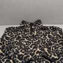 Fashion Women's Sherpa Pullover, Fleece Stand Collar Jacket with Animal Geometric Print, Cozy Winter Outerwear (Black Leopard) Medium