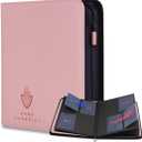 Card Guardian - Toploader 4 Pocket Premium Binder with Zipper for 160 Cards - Side Loaded Pockets - Compatible with Sports and Trading Cards TCG (Pink)