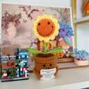 2 x Artificial Crochet Flowers, Handmade Knit Floral Arrangements for Home Decor, Wedding Bouquet Centerpiece Gift for Mother’s Day, Birthday, Anniversary, Kitchen, Office Desk (Smiling Sunflower-01)